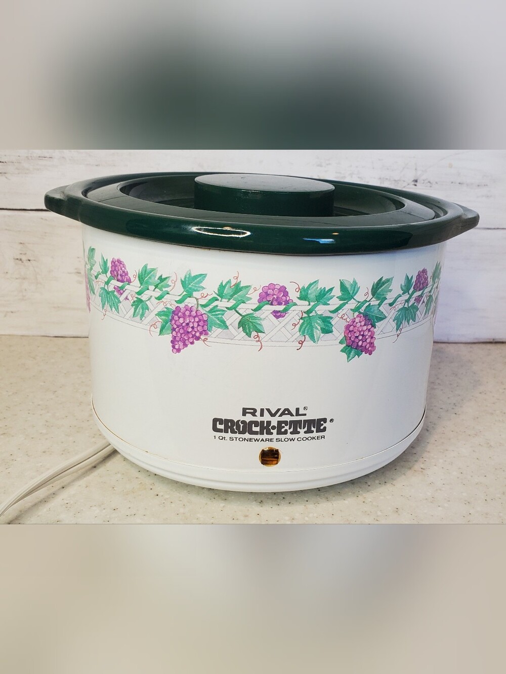 Vintage Rival Crock-Ette 1 Qt Crock Pot Slow Cooker Grape Vine Tuscany Cottageco